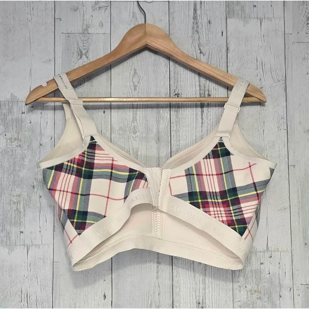 Cacique Plaid Christmas Lightly Lined No-Wire Bra Sz. 38H - Picture 5 of 11